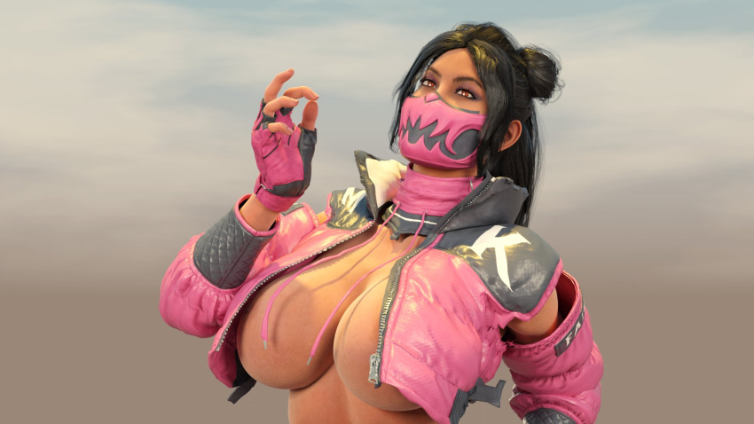 1girl 1girl 1girls 3d abs alternate_version_at_source areola areola_slip asian asian_female big_breasts black_hair braless breasts edenian female_focus female_only huge_breasts jinx1919 mileena mileena_(new_era) mortal_kombat mortal_kombat_1_(2023) naked_female nipples nude nude nude_female tarkatan