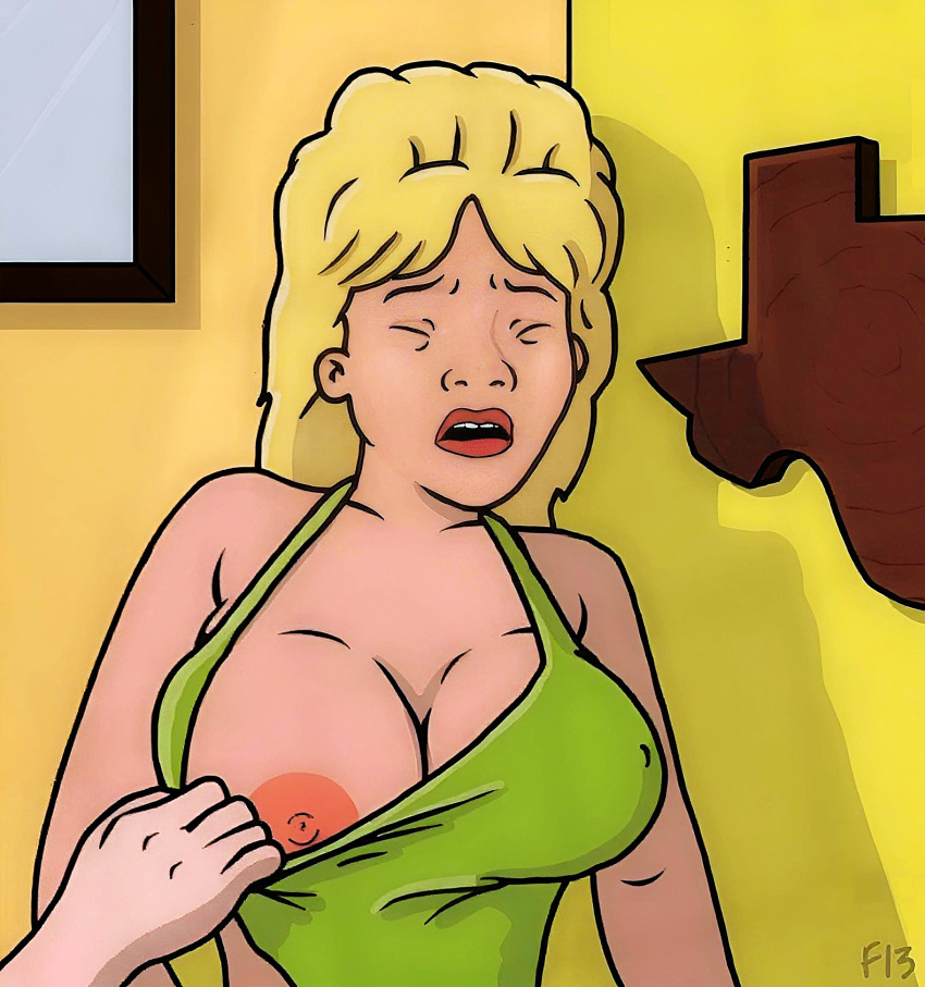 big_breasts closed_eyes erect_nipples grabbing_clothing king_of_the_hill luanne_platter no_bra