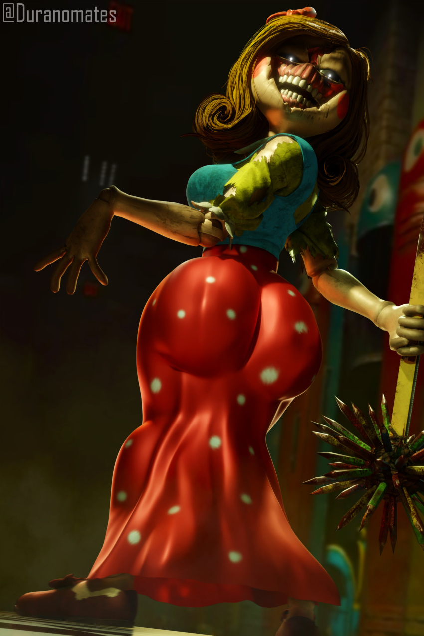 1girl 1girl 3d 3d_model 3d_render ass ass_focus backboob big_ass big_breasts breasts clothed duranomates female_only huge_ass miss_delight miss_delight_(broken) poppy_playtime poppy_playtime_(chapter_3) see-through teasing