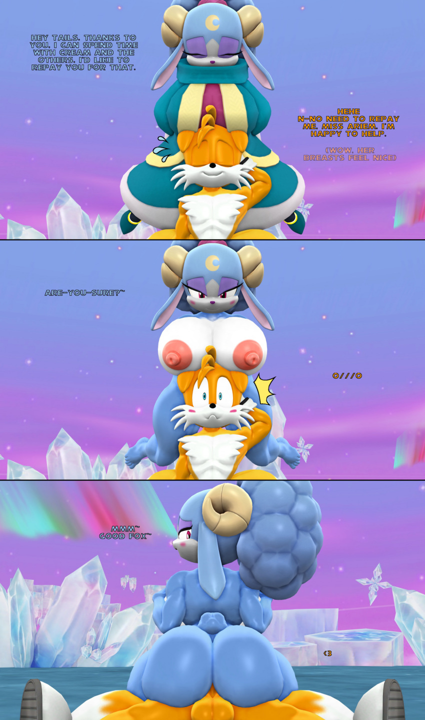 1boy 1girl ambiguous_penetration anthro ariem big_ass big_breasts female floating fox interspecies male mikumikudance miles_"tails"_prower mmd nude sega sex sheep silverteam2017 sonic_dream_team sonic_the_hedgehog_(series) surprised_face