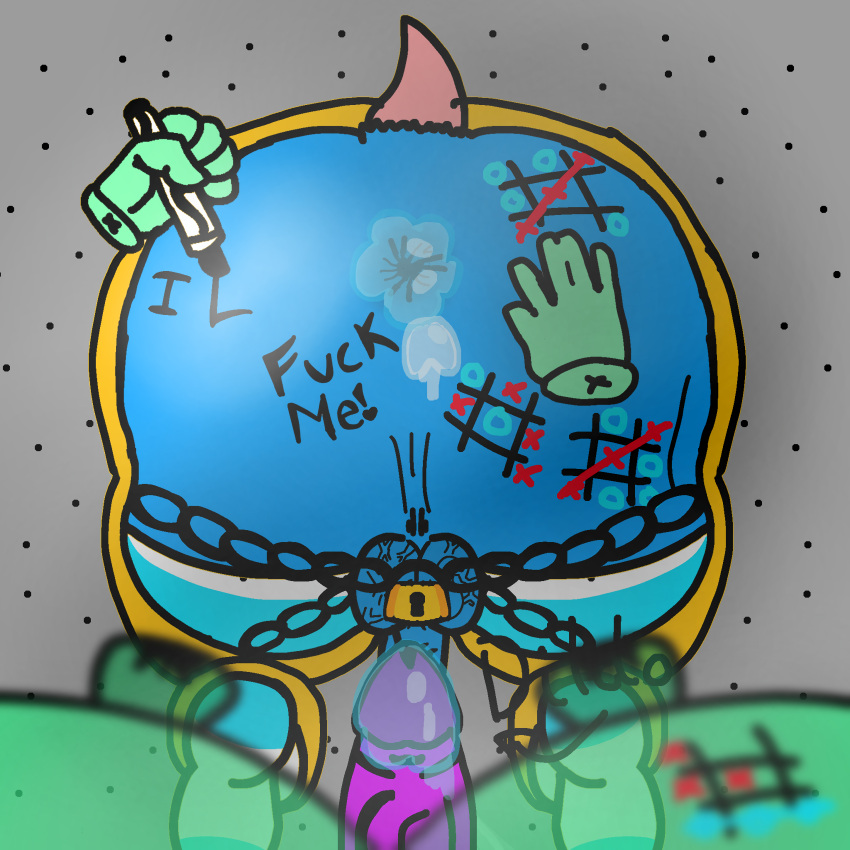 anus big_breasts blue_eyes blue_fur blue_thighhighs breasts dildo drawing_on_body hamster_boy hamster_tail jay_(sprunki) lubed_anus lubed_sex_toy moch_(sprunki) mochimochz no_furry punishment sprunki sprunki_oc stuck_in_wall tic_tac_toe trapped trapped_in_butt visible_nipples white_thighhighs