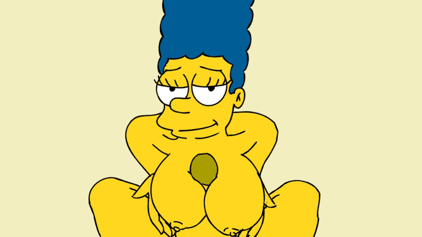 1boy 1girl 20th_century_studios big_breasts black_eyes blue_hair breasts clothed clothes completely_nude_female cum cum_on_face female_focus first_person_view fox_corporation gif long_hair looking_at_viewer male marge_simpson milf milf nipples nude_female paizuri penis seductive_look sex simple_background the_simpsons yellow_skin