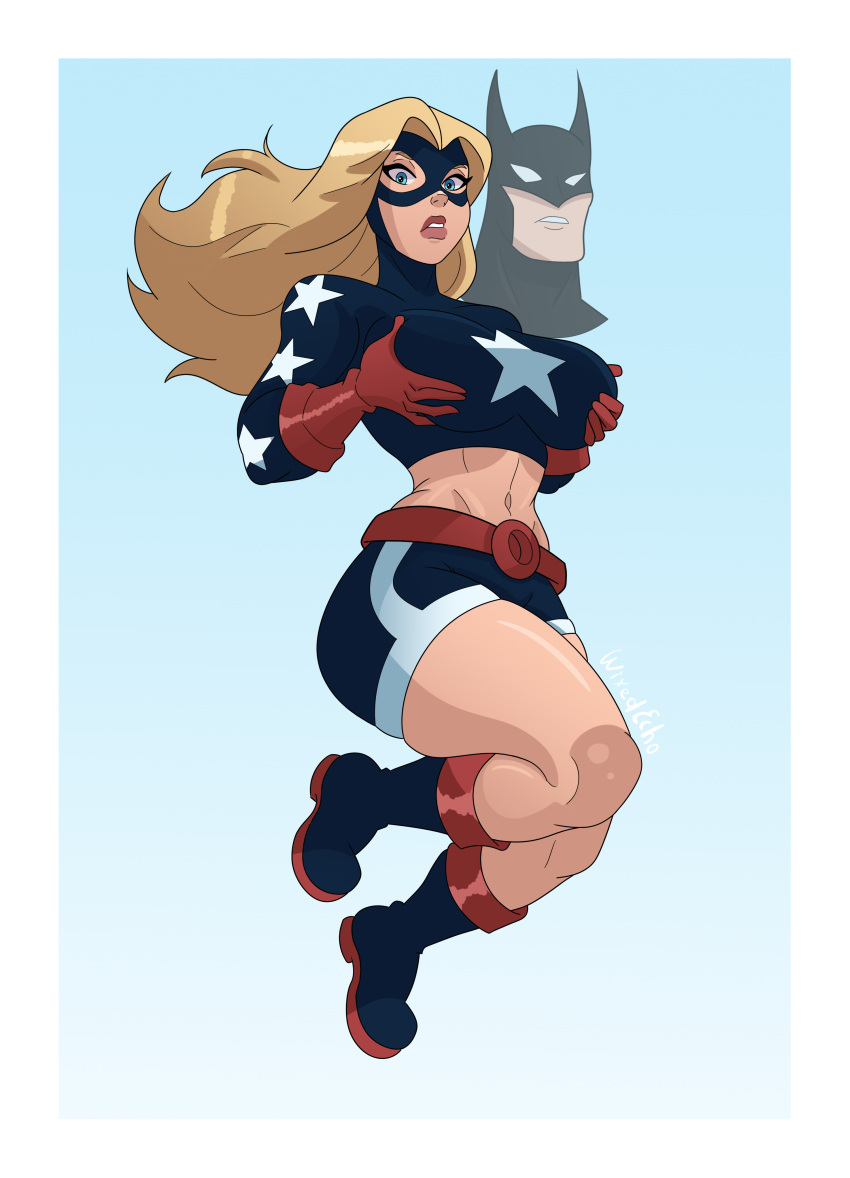 1boy 1girl batman big_ass big_breasts blonde_female blonde_hair blue_eyes body_swap body_switch boob_grab breast_grab breasts breasts_bigger_than_head bruce_wayne canon_bodyswap canon_genderswap cartoon_network courtney_whitmore dc_comics eyelashes female female_focus female_only genderswap genderswap_(mtf) hips justice_league justice_league_action justice_society_of_america male male_in_female_body male_to_female midriff midriff_showing msmystica mtf_transformation possessed possession shorts solo_female star stargirl stars super_suit superhero superhero_costume superheroine thick_ass thick_lips thick_thighs thighs transformation tsf wide_hips wixedecho