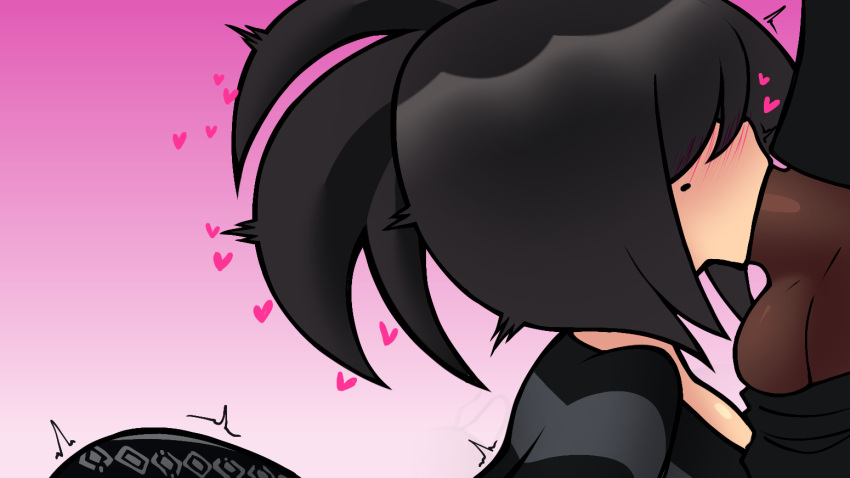 1girl adult adult_female big_ass big_ass big_breasts black_hair blush fellatio fellatio friday_night_funkin heart hearts high_quality oc original_character pants ponytail sex sucking sucking_penis sweater twitter_user_oc unknown_artist unknown_male unknown_source unseen_male_face wyatt_(deevvvious)