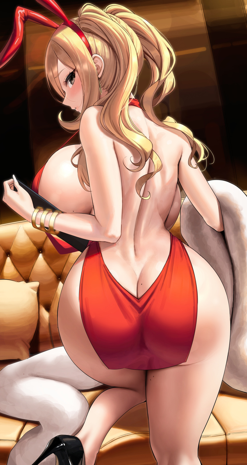 1girl big_breasts blonde_hair blue_eyes bubble_butt bunny_costume bunny_ears bunny_suit bunnysuit cleavage cynthia cynthia_(pokemon) horny humans_of_pokemon inviting_to_sex kook looking_at_viewer pokemon pokemon_(anime) pokemon_(game) pose shirona shirona_(pokemon) standing teasing thick_thighs
