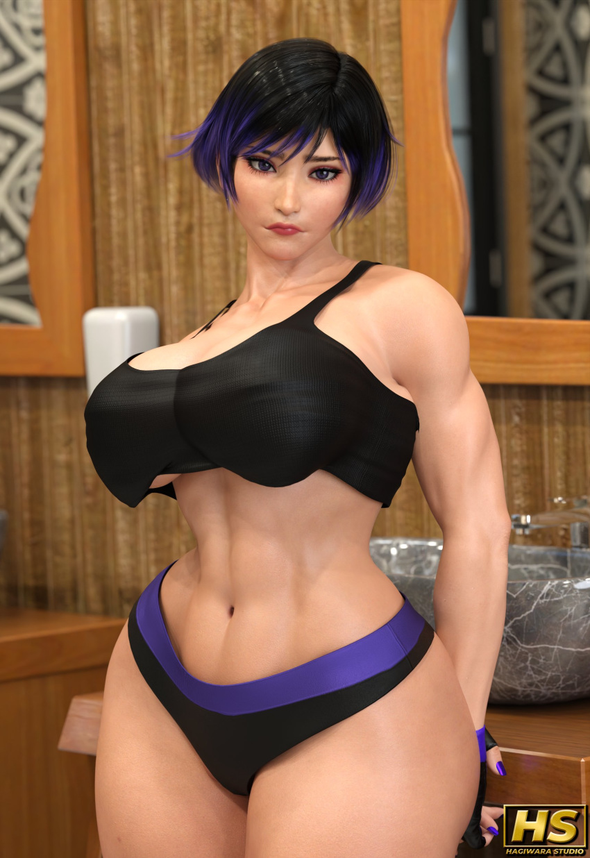 1girl 1girls 3-d 3d abs artist_logo artist_signature artist_watermark athletic athletic_female bandai_namco bangs big_breasts black_bra black_hair black_panties black_underwear bra breasts casual cleavage color colored curvaceous curvy curvy_female curvy_figure duo_gale facing_forward facing_viewer female_focus female_only femme_fatale fingerless_gloves full_color gloves hagiwara_studio hair handwear hips human japanese japanese_female legs light-skinned_female light_skin looking_at_viewer multicolored_hair muscular muscular_female nail_polish nails namco namco_bandai panties reina reina_(tekken) reina_mishima seductive seductive_pose solo_female solo_focus sports_bra sportswear standing standing_up tekken tekken_8 thick_thighs thighs toned toned_female toned_stomach twitter underwear video_game video_game_character video_game_franchise video_games voluptuous voluptuous_female watermark