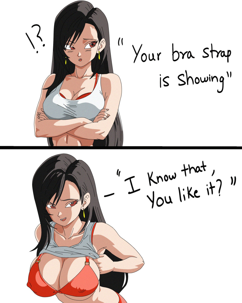 1girl 1girl 1girl 1girls big_breasts big_breasts big_breasts black_hair black_hair_female bra bra_strap_is_showing_(meme) breasts breasts clothed clothed_female female_focus female_only final_fantasy final_fantasy_vii flashing flashing_breasts flirting flirting_with_viewer large_boobs lifting_shirt light-skinned_female light_skin long_hair long_hair_female offscreen_character red_bra red_eyes red_eyes_female solo_female solo_focus square_enix standing standing_up teasing teasing_viewer tifa_lockhart twitter video_game_character video_game_franchise video_games