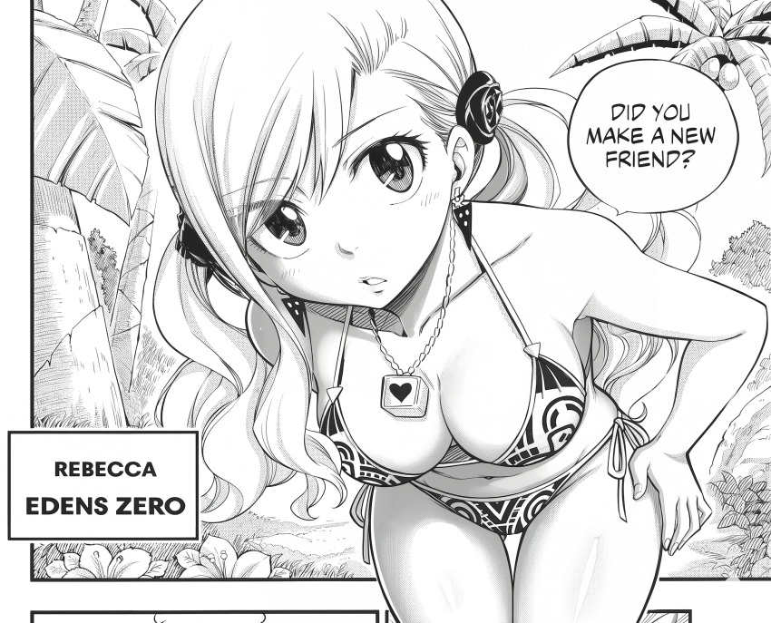 big_breasts bikini earrings eden's_zero edited long_hair manga necklace rebecca_bluegarden sexy string_bikini twin_tails upscaled